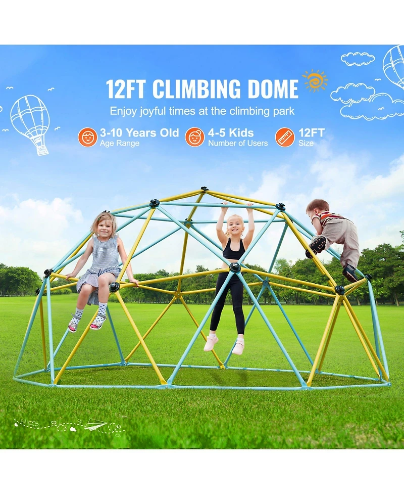 Vevor Climbing Dome 12FT Geometric Dome Climber Jungle Gym for Kids 3-10 Years