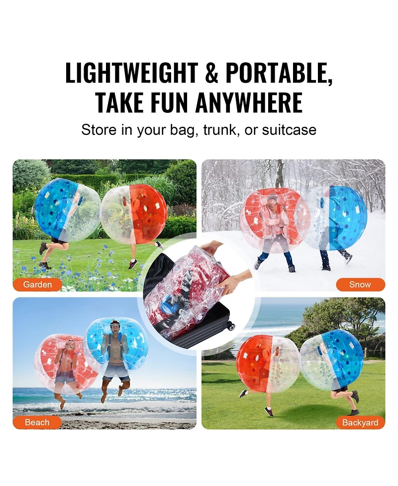 Vevor Inflatable Bumper Balls 2-Pack 5FT/1.5M Sumo Zorb Balls for Teens and Adults