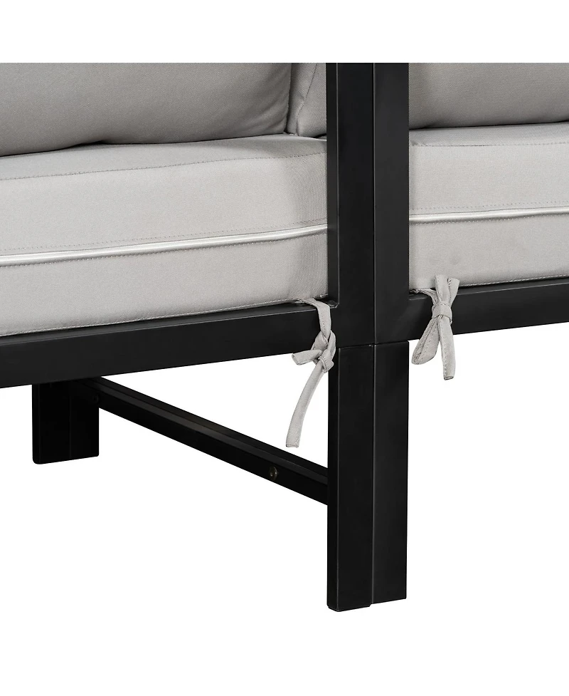 Streamdale Furniture L-Shaped Outdoor Iron Patio Sofa with Weather-Resistant Cushions