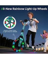 Fed Fitness KS1 Foldable Kick Scooter with Led Light, 6+ Ages, 4 Adjustable Heights, 240 Lbs Max Load, Abec 9 Bearings