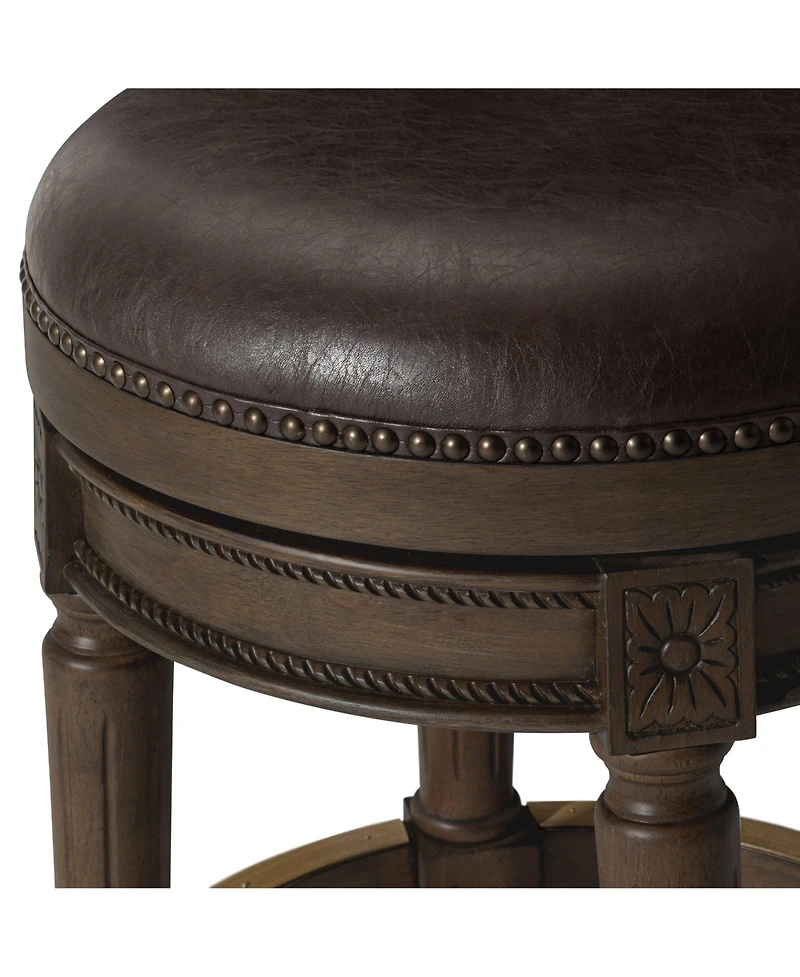 Maven Lane Pullman Backless Counter Stool in Walnut Finish w/ Marksman Saddle Leather