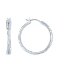Diamond Crossover Hoop Earrings (1/4 ct. t.w.) in Sterling Silver