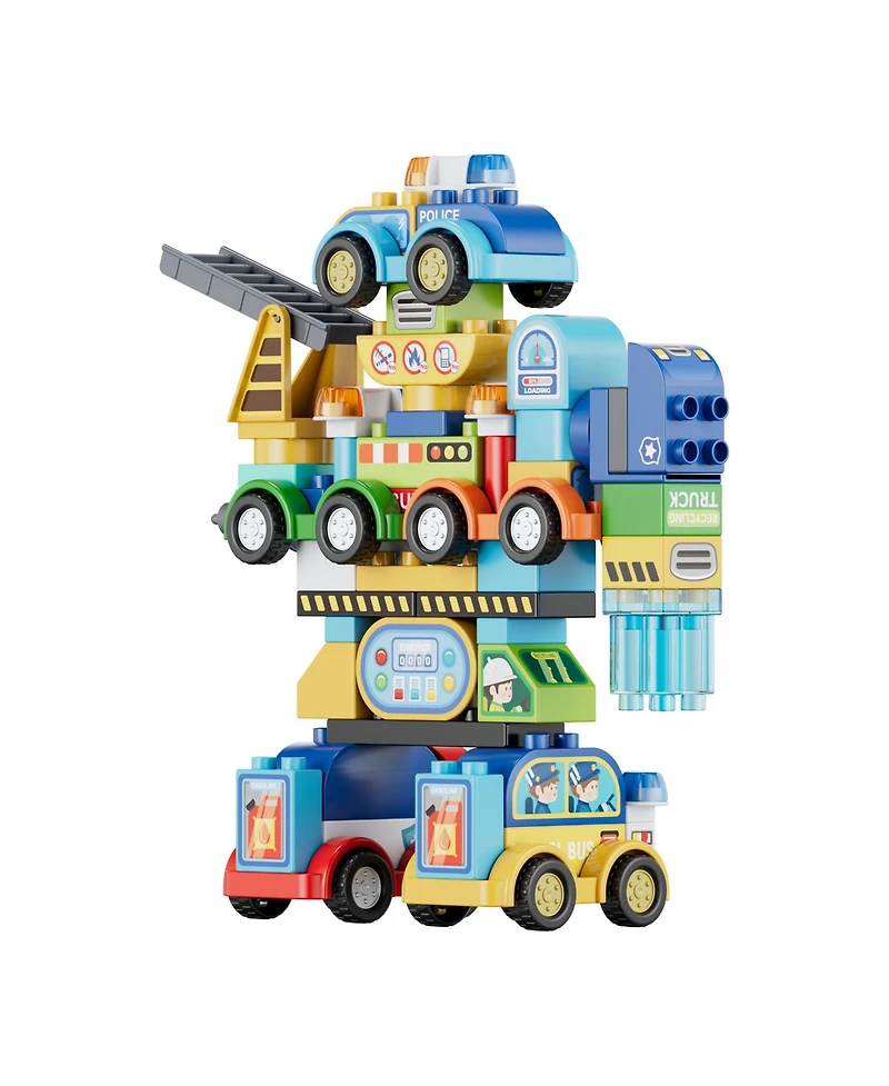 Contixo TF1 2-in-1 Transforming Robot Building Set, 93-Piece Vehicle Construction Toy with City Scene Playset for Kids Ages 3+