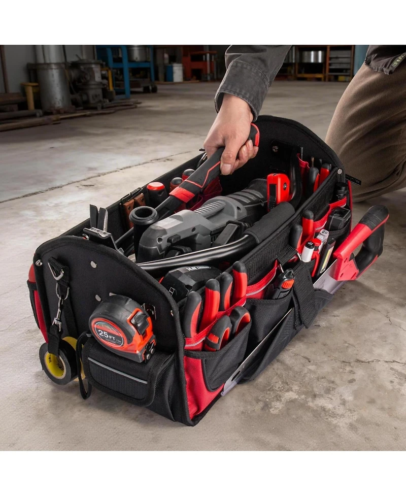 Xdovet Heavy-duty Tool Tote Open Top 39-Pockets Rotating Handle