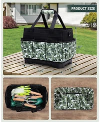 Xdovet Garden Tool Bag Hard Bottom Tote Shoulder Pockets