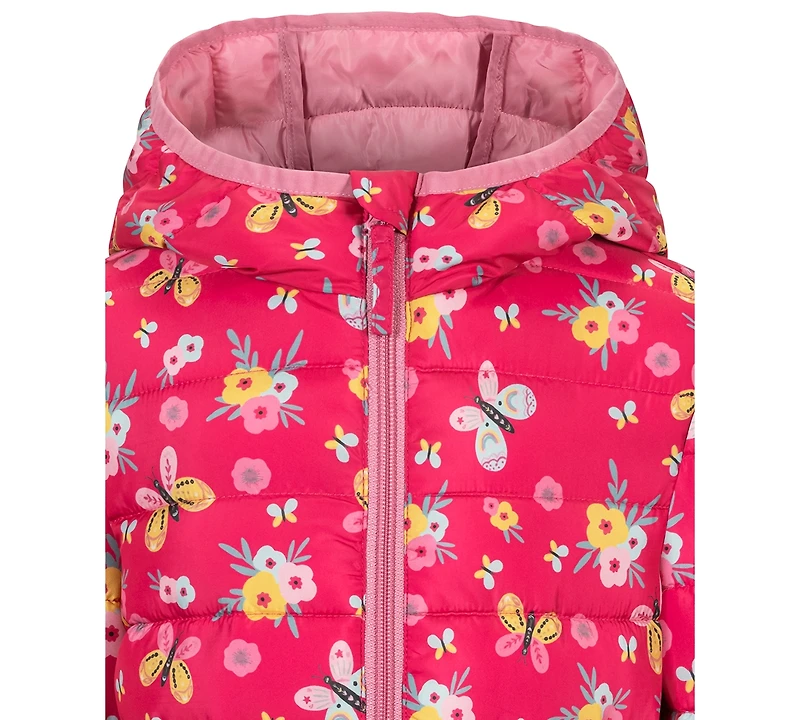 S Rothschild & Co Toddler Girls' 2T-5T Long-Sleeve Printed Midweight Butterfly Packable Jacket
