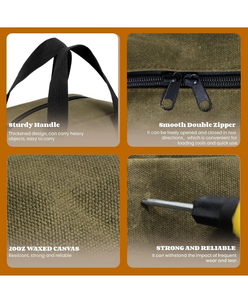 Xdovet Waxed Canvas Tool Bag Organizer Tote