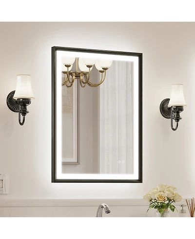Sonkuki Led Bathroom Mirror with Front and Backlight, Adjustable Color Temperature Brightness Shatterproof Glass, Anti-Fog Memory Function