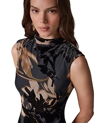 Donna Karan New York women's Printed Velvet Burnout Midi Dress
