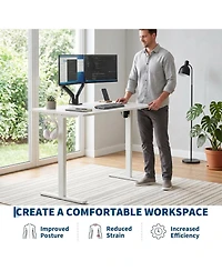 homfan Electric Standing Desk with Splice Board, 2 Hooks and 3 Memory Presets