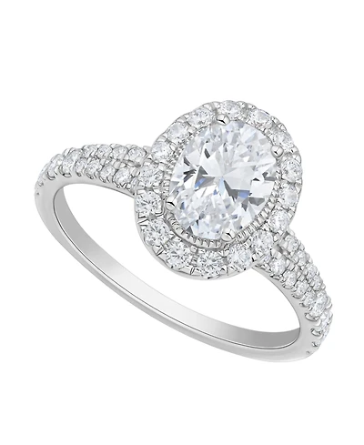 Igi Certified Lab-Grown Diamond Halo Ring (1-1/2 ct. t.w.) in 14k White Gold