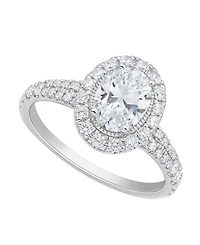 Igi Certified Lab-Grown Diamond Halo Ring (1-1/2 ct. t.w.) in 14k White Gold