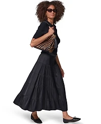 Donna Karan Weekend Women's Satin Midi Tiered Skirt