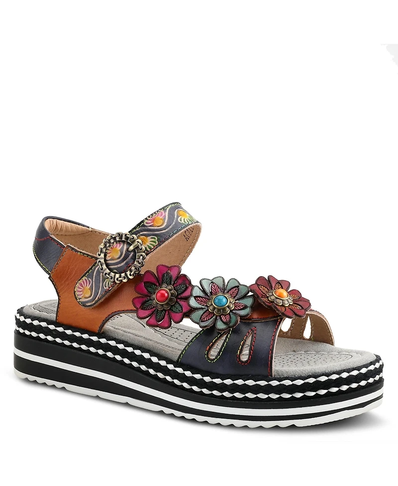 L'Artiste Women's Laga Platform Sandal with Hand-Painted Leather