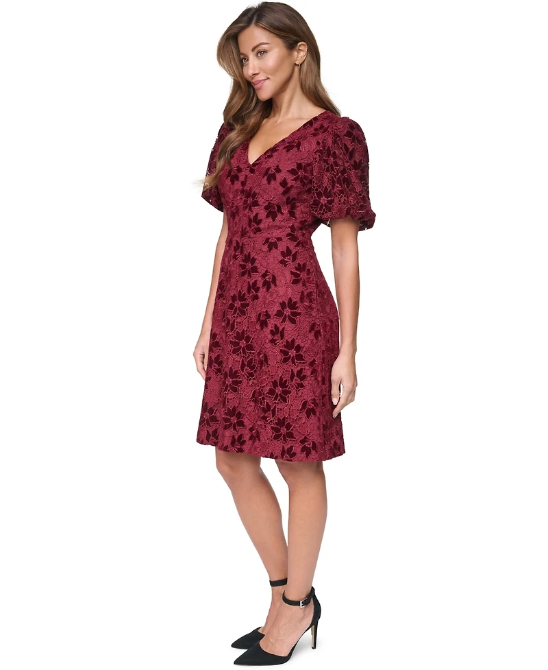 Eliza J Women's V-Neck Puff Sleeve A-Line Dress