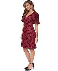 Eliza J Women's V-Neck Puff Sleeve A-Line Dress