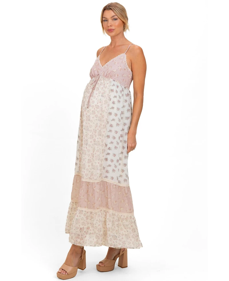 Pinkblush Maternity V-Neck Floral Maxi Dress