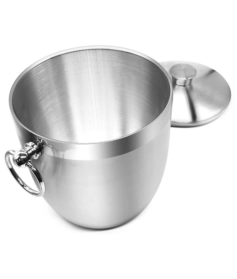 Mega Casa Megacasa 2.8 Liter Insulated Stainless Steel Ice Bucket with Ice Tongs and Lid