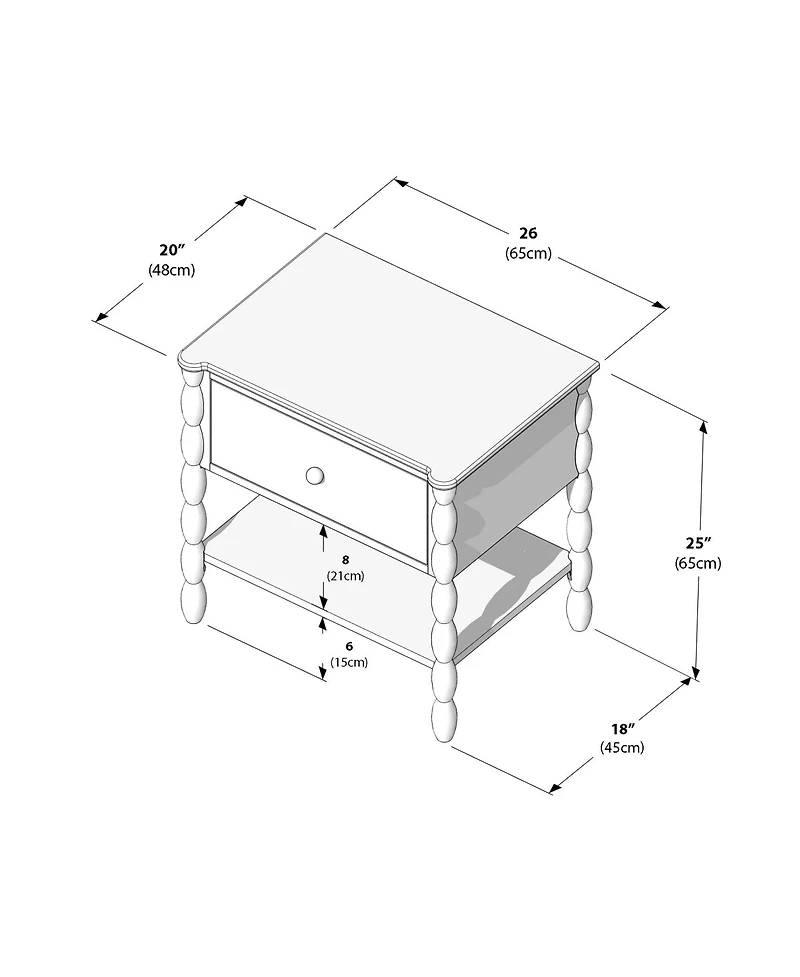 Plank+Beam Jenny Lind Nightstand with 1 Drawer and Bottom Shelf, Blonde