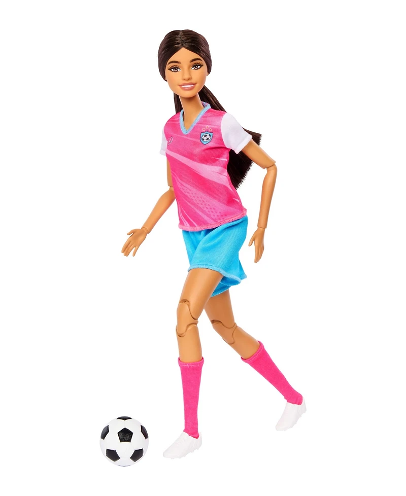 Barbie Roll & Reveal Soccer Player 10.63" Fashion Doll with 8 Surprises, Ages 5+