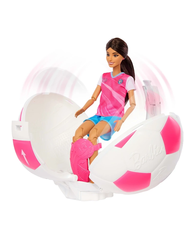 Barbie Roll & Reveal Soccer Player 10.63" Fashion Doll with 8 Surprises, Ages 5+