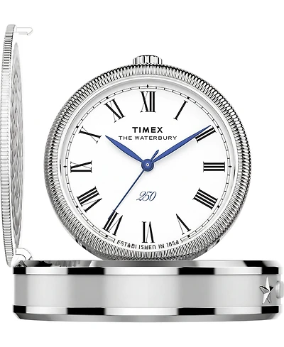 Timex Unisex Quartz Analog Silver-Tone Table Clock Watch 49mm