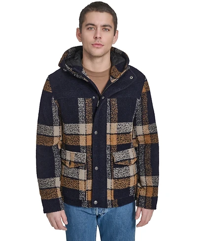 Levi's Men's Wool Blend Plaid Hooded Jacket