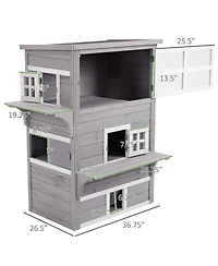 Ruie Outdoor Cat House 3-Tier Kitty Shelter with 5 Escape Doors