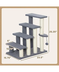 Ruie 4-Level Cat Steps with Sisal Scratching Posts for High Beds