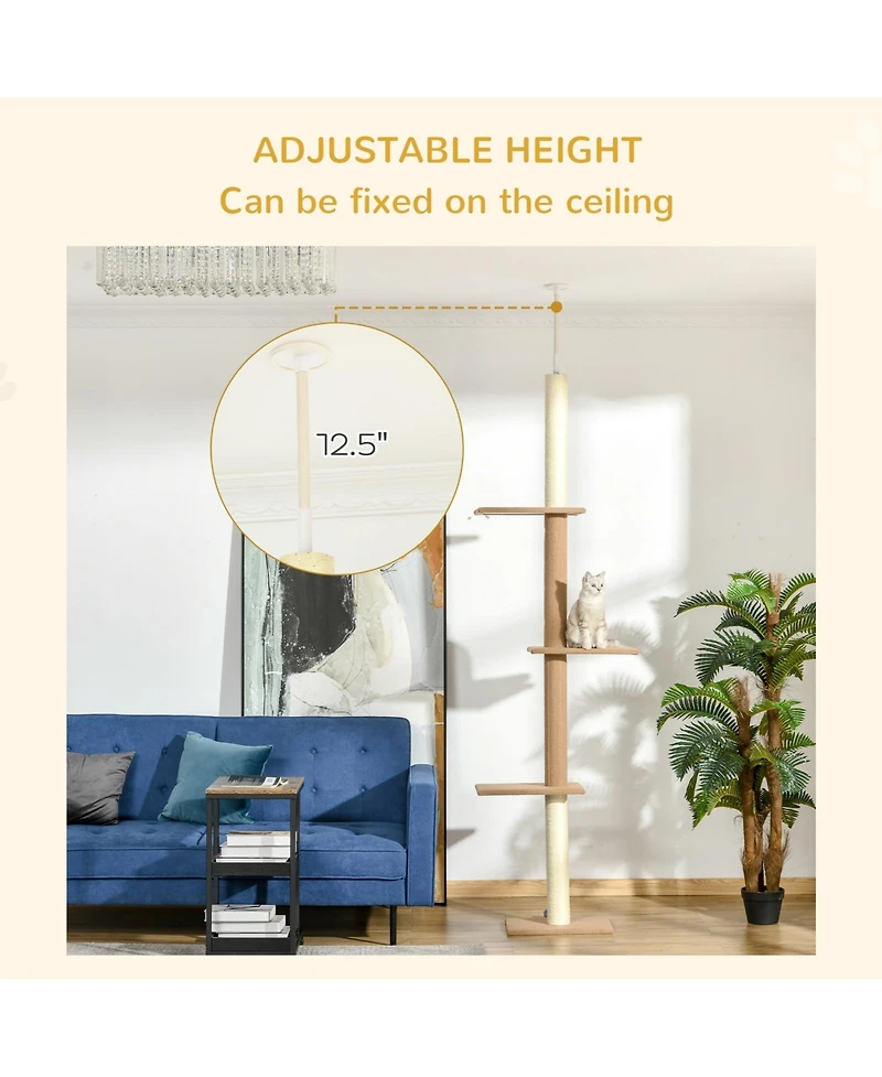 Ruie Floor to Ceiling Cat Tree Climbing Tower with Sisal Scratching Posts