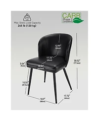 Sailvan Dining Chairs Upholstered Kitchen with Faux Leather Cushion Seat and Metal Legs, Mid Century Modern Room Chair