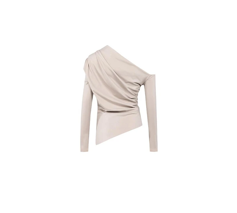 Pcfg Women's Draped Long-Sleeve Polyester-Blend Top