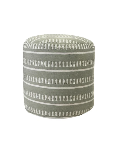 HomeRoots Polyester Round Striped Indoor Outdoor Pouf Ottoman