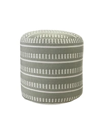 HomeRoots Polyester Round Striped Indoor Outdoor Pouf Ottoman