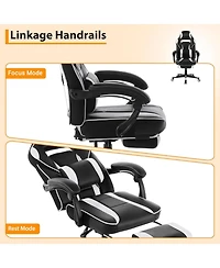homfan Ergonomic High Back Gaming Chair for Adults, Pu Leather Adjustable Height Lumbar Support, 360degree(s) Swivel and Retractable Footrest