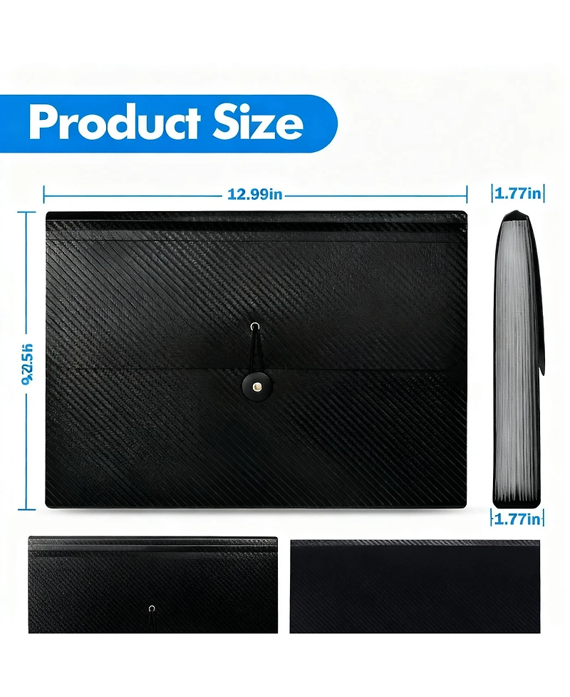 Danrong Expanding File Folders 13 Pockets Organizer Accordion Holder Elastic Buckles Closure A4 Paper Document Home School Office