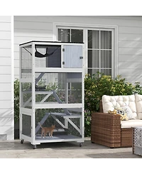 Ruie Outdoor Catio Cat Enclosure on Wheels with Hammock and Platforms
