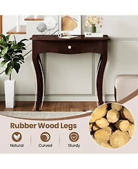 Sugift 34 in. Traditional Console Table with Storage Drawer and Solid Wood Curved Legs