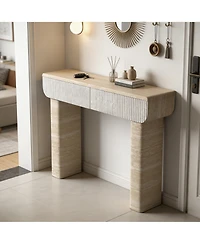 Clihome Modern Freestanding Console Table, 42.24 Inch Mdf Entryway Table with 2 Invisible Handle Drawers