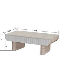 Clihome Mid-Century Coffee Table, Faux Marble Top Rectangular Cocktail Table with Drawer