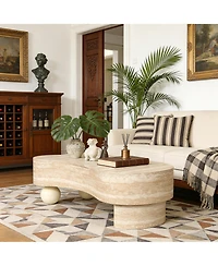 Clihome Irregular Flip Top Coffee Table, Modern Mdf End Table Side Table with Hidden Storage