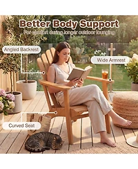 Gymax Adirondack Chair with Slatted Backrest and Seat Built-in Armrests for Backyard