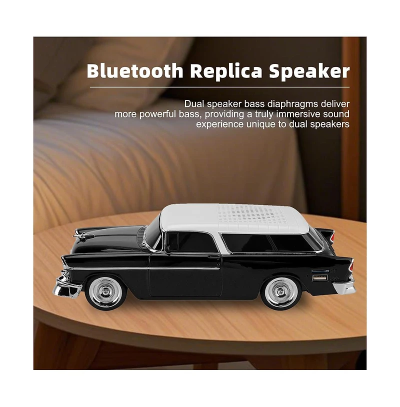 Artudatech Retro Car Bluetooth Speaker with Tws Stereo, Led Party Lights and Fm Radio