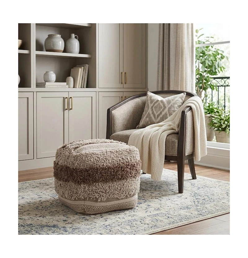 HomeRoots 18" Striped Pouf Ottoman