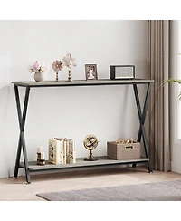 homfan 41" Narrow 2-Tier Console Table with Storage Shelf, Behind Couch Entryway Table