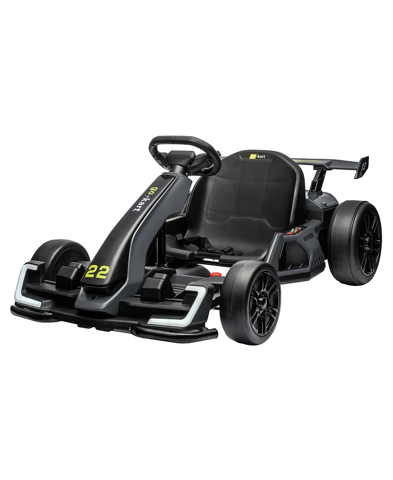 homfan 24V Electric Go-Kart with Dual Motors, 8 Mph Speed & Adjustable Seat, Ages 5-14