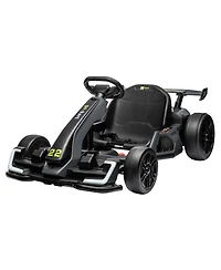 homfan 24V Electric Go-Kart with Dual Motors, 8 Mph Speed & Adjustable Seat, Ages 5-14