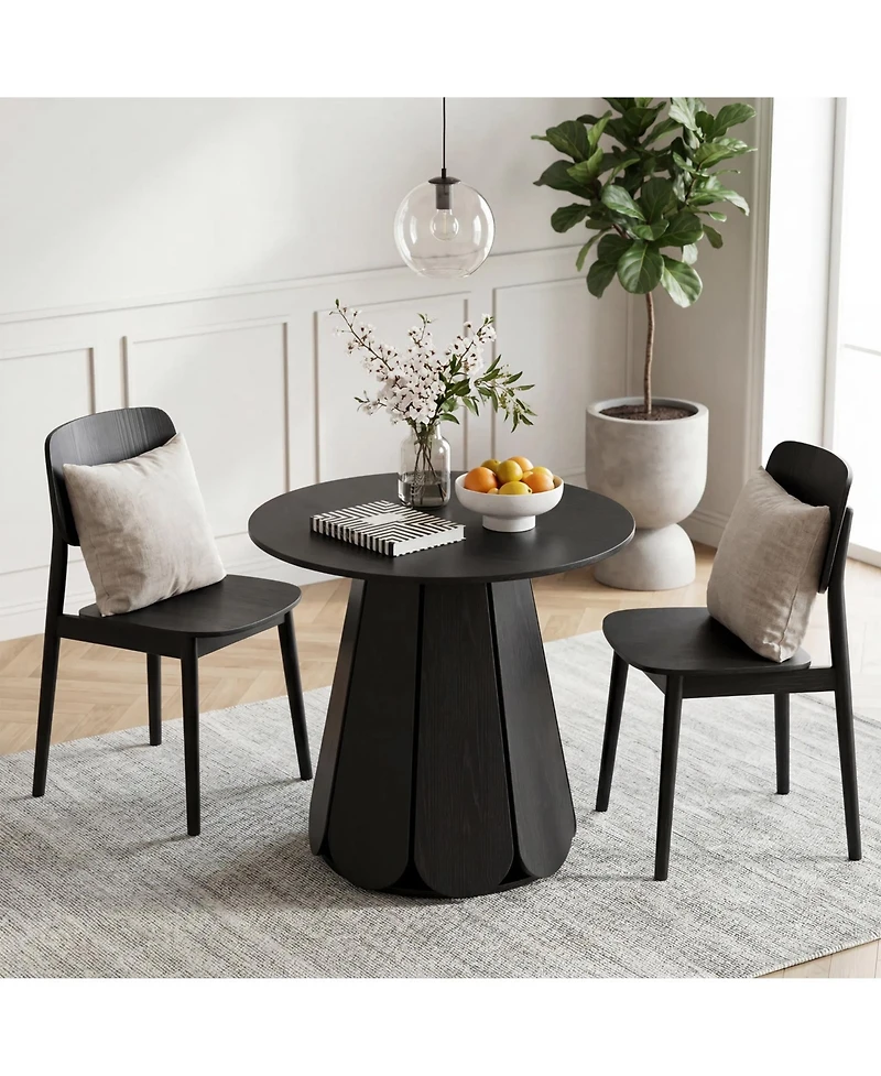 homfan 31.5" Round Farmhouse Dining Table for 2-4, Wood Grain Top, Pedestal Base