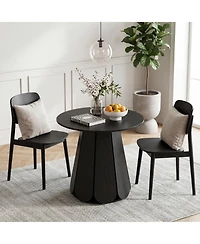 homfan 31.5" Round Farmhouse Dining Table for 2-4, Wood Grain Top, Pedestal Base