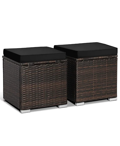 Slickblue 2 Pieces Patio Ottoman with Removable Cushions
